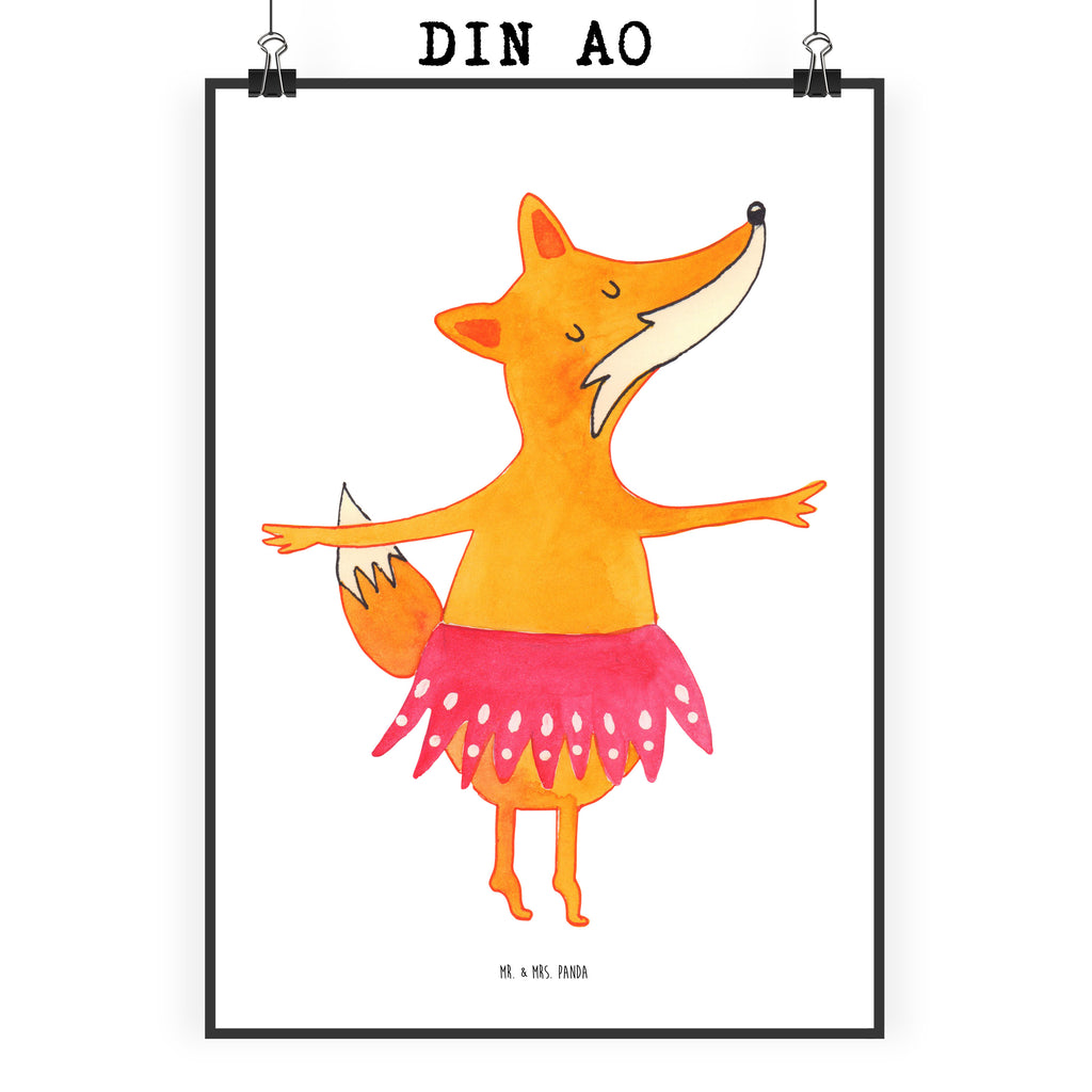 Poster Fuchs Ballerina Poster, Wandposter, Bild, Wanddeko, Küchenposter, Kinderposter, Wanddeko Bild, Raumdekoration, Wanddekoration, Handgemaltes Poster, Mr. & Mrs. Panda Poster, Designposter, Kunstdruck, Posterdruck, Fuchs, Fuchs Spruch, Füchse, Füchsin, Ballerina, Ballett, Tänzerin, Tanzen, Party, Einladung, Geburtstag