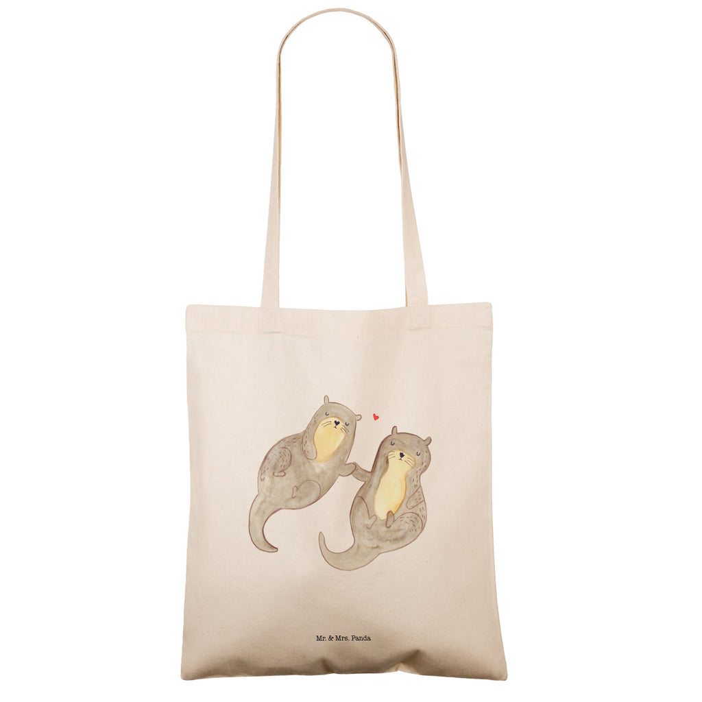 Tragetasche Otter händchenhaltend Beuteltasche, Beutel, Einkaufstasche, Jutebeutel, Stoffbeutel, Otter, Fischotter, Seeotter, Otter Seeotter See Otter
