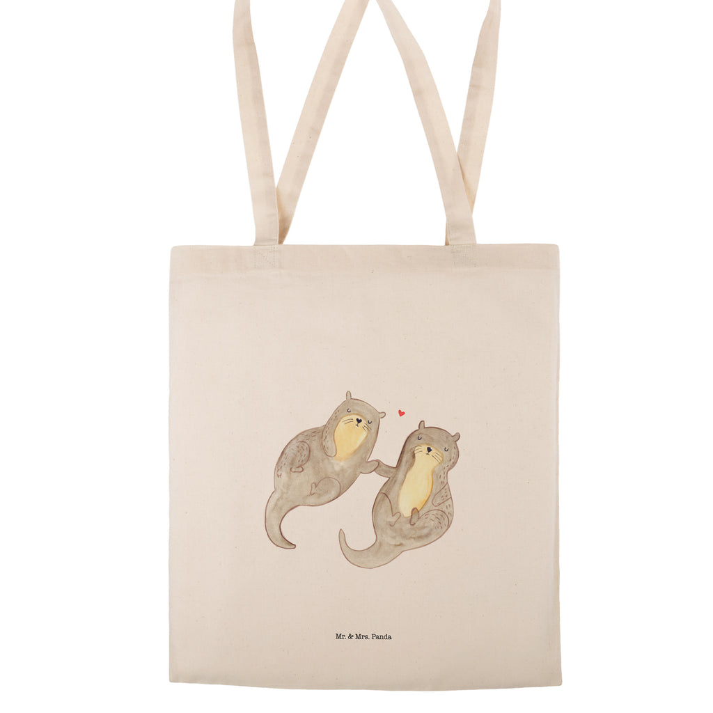 Tragetasche Otter händchenhaltend Beuteltasche, Beutel, Einkaufstasche, Jutebeutel, Stoffbeutel, Otter, Fischotter, Seeotter, Otter Seeotter See Otter