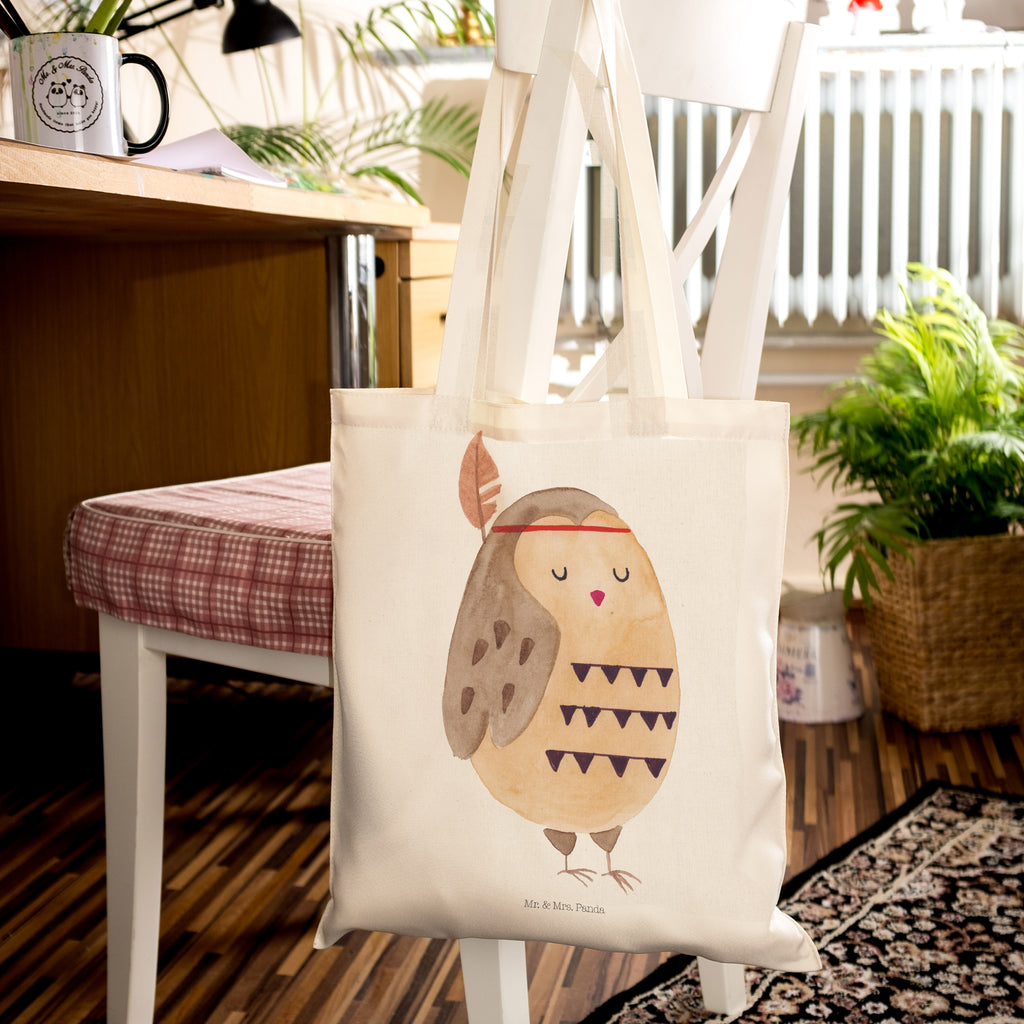 Tragetasche Eule Federschmuck Beuteltasche, Beutel, Einkaufstasche, Jutebeutel, Stoffbeutel, Eule, Eule Deko, Owl, Das Leben ist ein Abenteuer, Reisespruch, Federschmuck, Dekoration