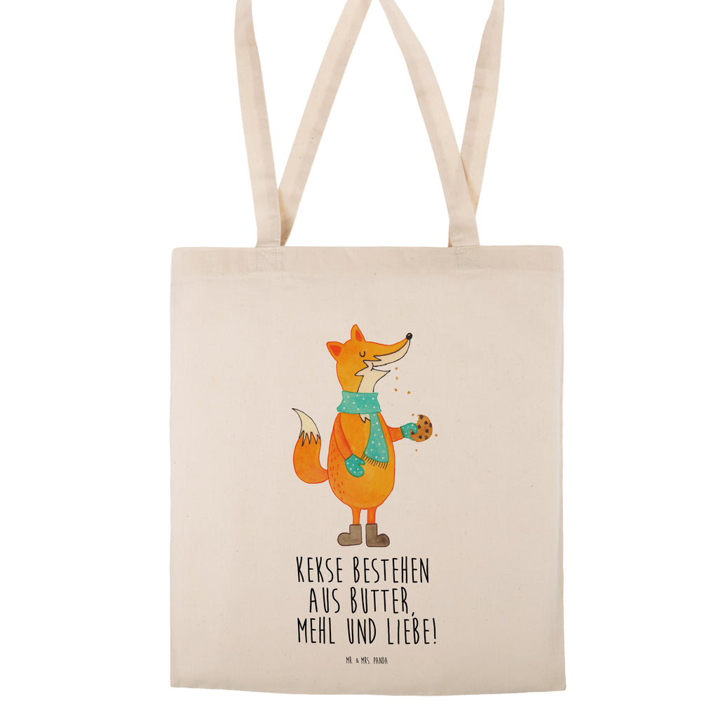 Tragetasche Fuchs Keks Beuteltasche, Beutel, Einkaufstasche, Jutebeutel, Stoffbeutel, Fuchs, Füchse, Backen Spruch, Kekse, Winter, Weihnachtszeit, Plätzchen, Liebe, Küche Deko