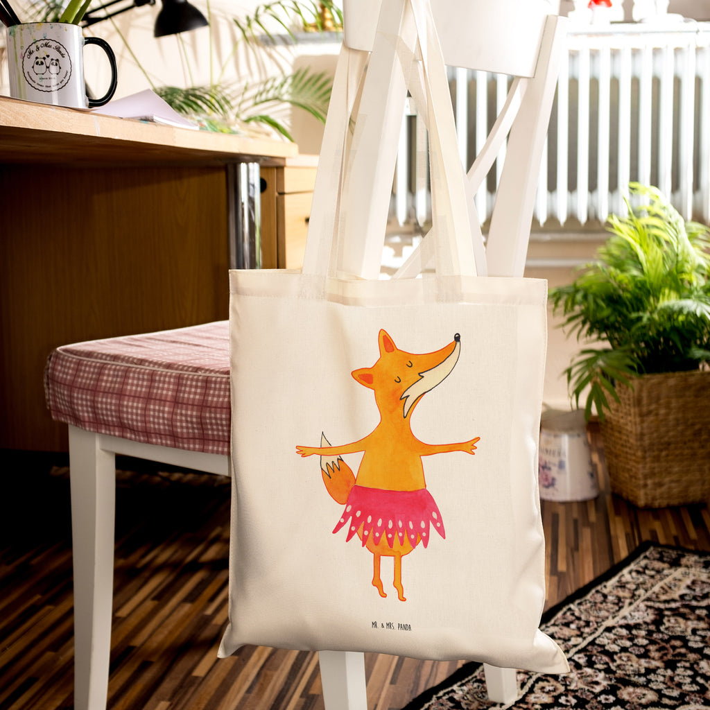 Tragetasche Fuchs Ballerina Beuteltasche, Beutel, Einkaufstasche, Jutebeutel, Stoffbeutel, Fuchs, Fuchs Spruch, Füchse, Füchsin, Ballerina, Ballett, Tänzerin, Tanzen, Party, Einladung, Geburtstag