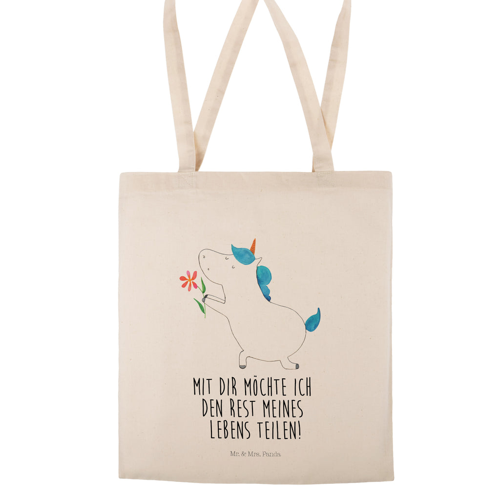 Tragetasche Einhorn Blume Beuteltasche, Beutel, Einkaufstasche, Jutebeutel, Stoffbeutel, Einhorn, Einhörner, Einhorn Deko, Pegasus, Unicorn, Liebe, Liebesbeweis, Antrag, Heiratsantrag, Verlobung, Ehepaar, Pärchen, Partner, Freund, Freundin, Ehe, heiraten