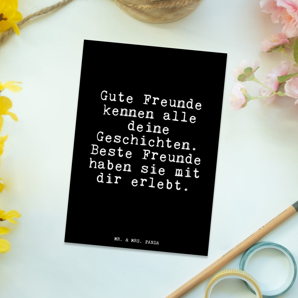 Postkarte Fun Talk Gute Freunde kennen alle deine Geschichten. Beste Freunde haben sie mit dir erlebt. Geschenkkarte, Grußkarte, Karte, Einladung, Ansichtskarte, Geburtstagskarte, Einladungskarte, Dankeskarte, Spruch, Sprüche, lustig, Weisheiten, Zitate, Glizer Spruch Sprüche Weisheiten Zitate Lustig Weisheit Worte