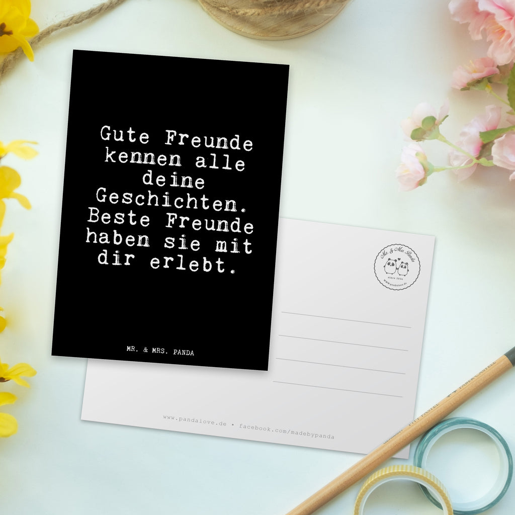 Postkarte Fun Talk Gute Freunde kennen alle deine Geschichten. Beste Freunde haben sie mit dir erlebt. Geschenkkarte, Grußkarte, Karte, Einladung, Ansichtskarte, Geburtstagskarte, Einladungskarte, Dankeskarte, Spruch, Sprüche, lustig, Weisheiten, Zitate, Glizer Spruch Sprüche Weisheiten Zitate Lustig Weisheit Worte