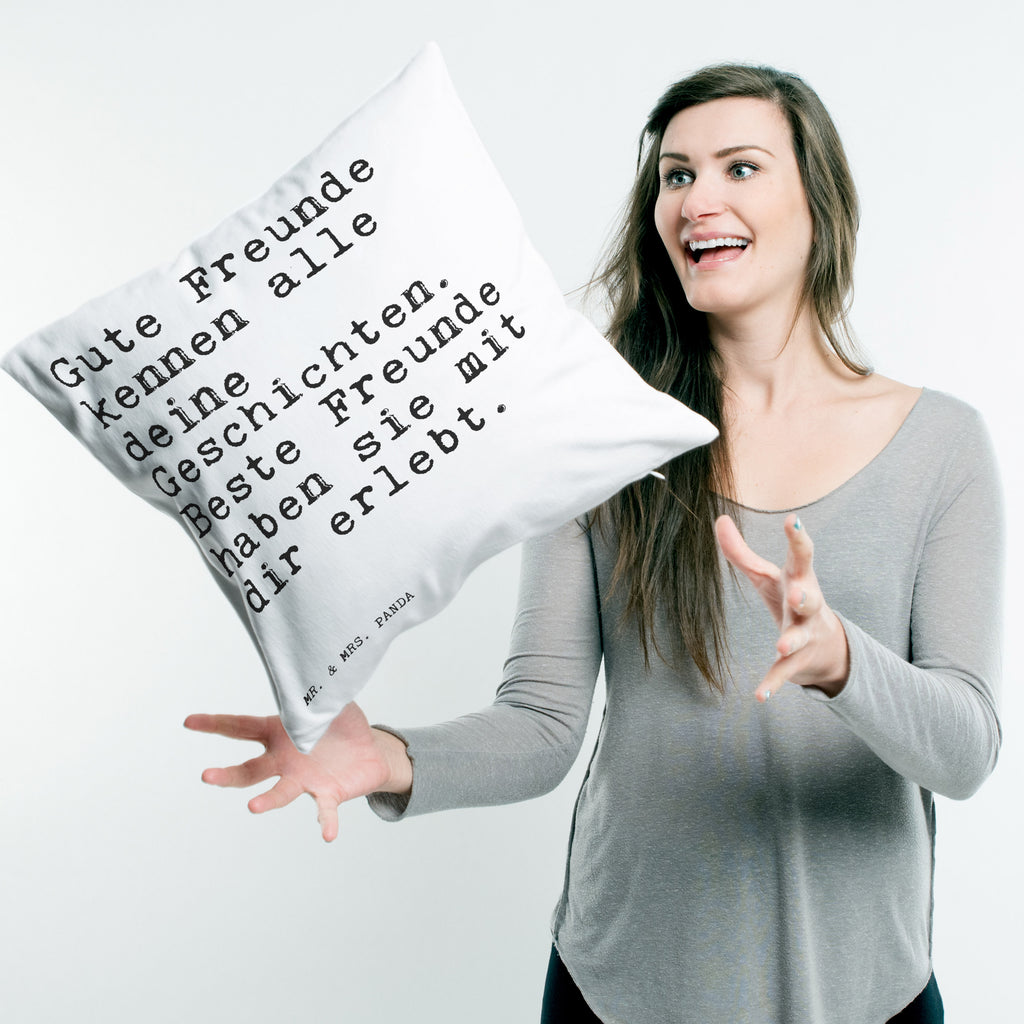 40x40 Kissen Sprüche und Zitate Gute Freunde kennen alle deine Geschichten. Beste Freunde haben sie mit dir erlebt. Kissenhülle, Kopfkissen, Sofakissen, Dekokissen, Motivkissen, Spruch, Sprüche, lustig, Weisheiten, Zitate, Spruch Sprüche Weisheiten Zitate Lustig Weisheit Worte