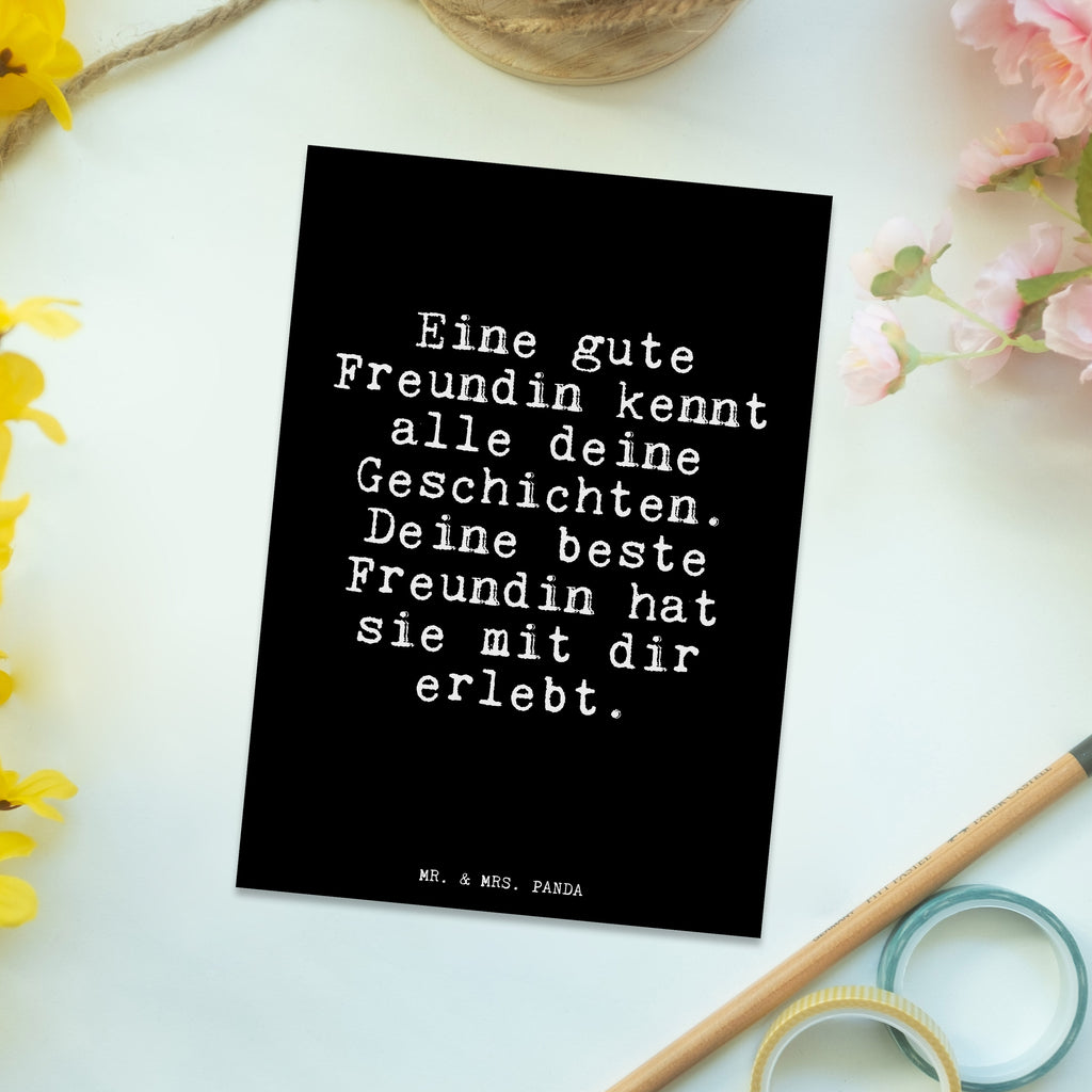 Postkarte Fun Talk Eine gute Freundin kennt alle deine Geschichten. Deine beste Freundin hat sie mit dir erlebt. Geschenkkarte, Grußkarte, Karte, Einladung, Ansichtskarte, Geburtstagskarte, Einladungskarte, Dankeskarte, Spruch, Sprüche, lustig, Weisheiten, Zitate, Glizer Spruch Sprüche Weisheiten Zitate Lustig Weisheit Worte