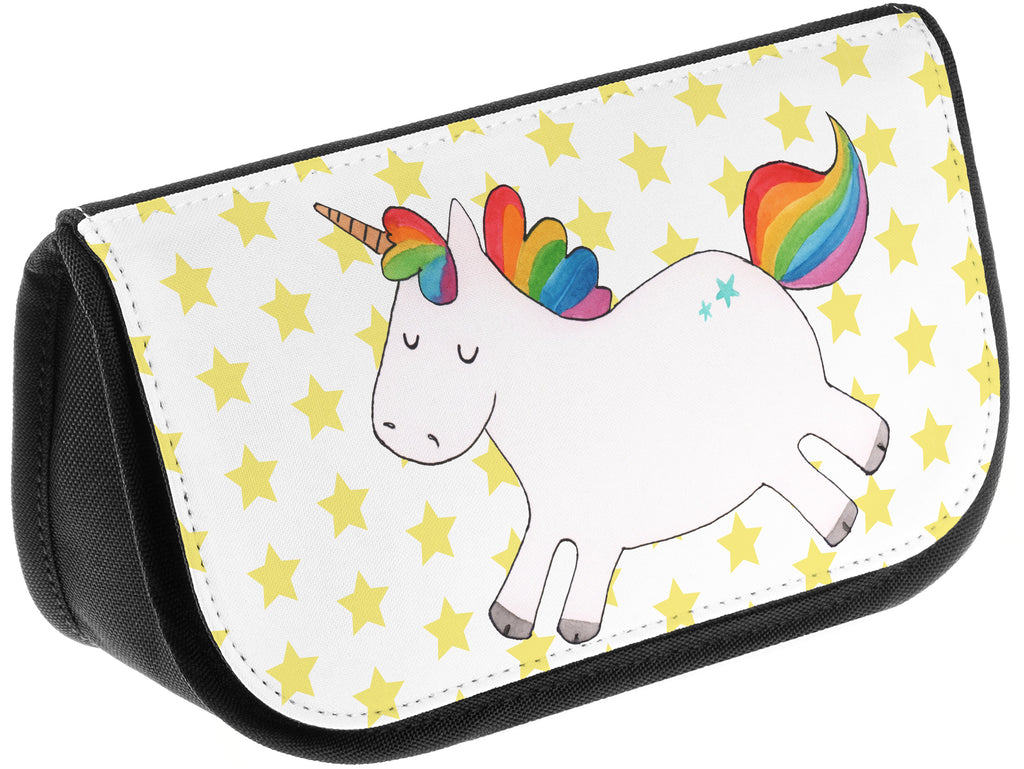 Kosmetiktasche Einhorn Happy Kosmetikbeutel, Kulturtasche, Kulturbeutel, Schminktasche, Make-Up Tasche, Einhorn, Einhörner, Einhorn Deko, Pegasus, Unicorn, glücklich, fröhlich, Spaß, Freude, Lebensfreude, witzig, spannend, Lächeln, Lachen