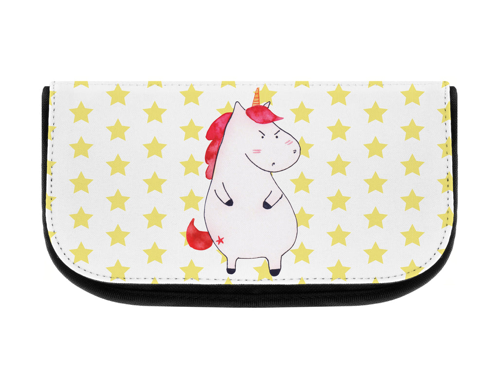 Kosmetiktasche Einhorn wütend Kosmetikbeutel, Kulturtasche, Kulturbeutel, Schminktasche, Make-Up Tasche, Einhorn, Einhörner, Einhorn Deko, Pegasus, Unicorn, Realität, Ansage, lustlos, nein, Büro, Arbeit, wütend, dumme Fragen, lustig, Spaß, Geschenk