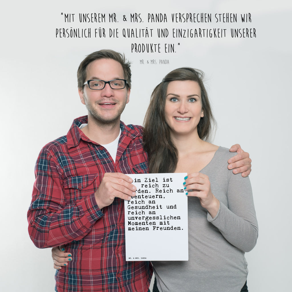 Poster Sprüche und Zitate Mein Ziel ist es, reich zu werden. Reich an Abenteuern, reich an Gesundheit und reich an unvergesslichen Momenten mit meinen Freunden. Poster, Wandposter, Bild, Wanddeko, Küchenposter, Kinderposter, Wanddeko Bild, Raumdekoration, Wanddekoration, Handgemaltes Poster, Mr. & Mrs. Panda Poster, Designposter, Kunstdruck, Posterdruck, Spruch, Sprüche, lustig, Weisheiten, Zitate, Spruch Sprüche Weisheiten Zitate Lustig Weisheit Worte