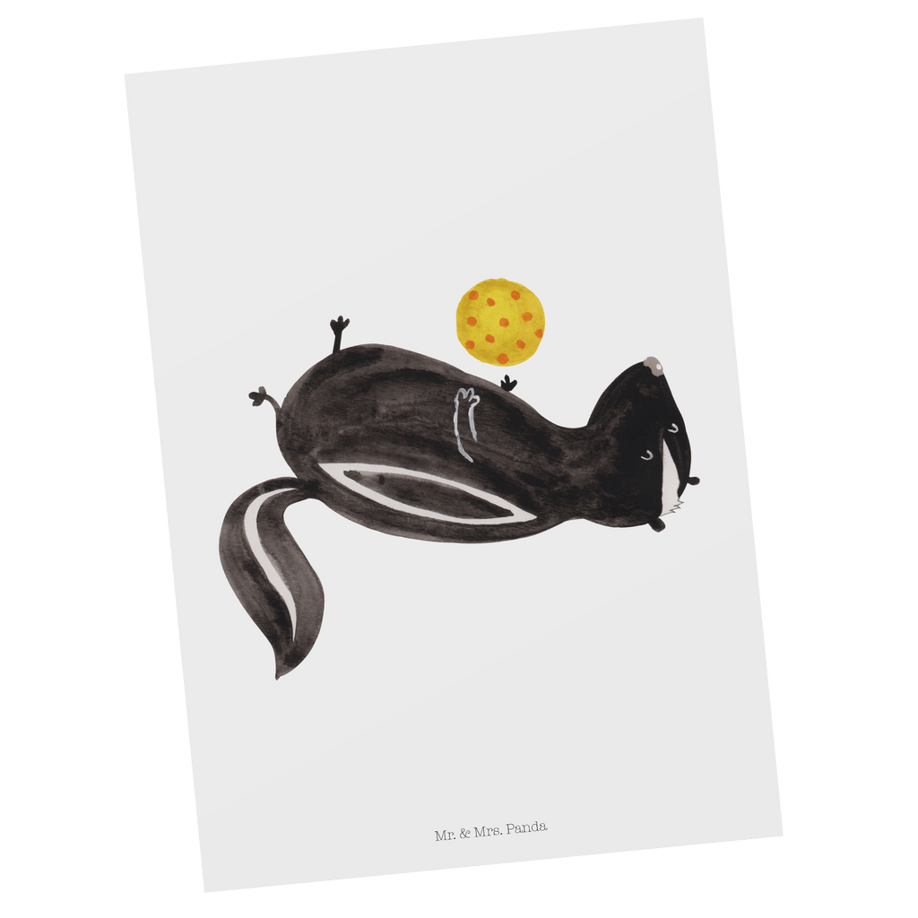 Postkarte Stinktier Ball Geschenkkarte, Grußkarte, Karte, Einladung, Ansichtskarte, Geburtstagskarte, Einladungskarte, Stinktier, Skunk, Wildtier, Raubtier, Stinker, Stinki, verspielt, Weisheit