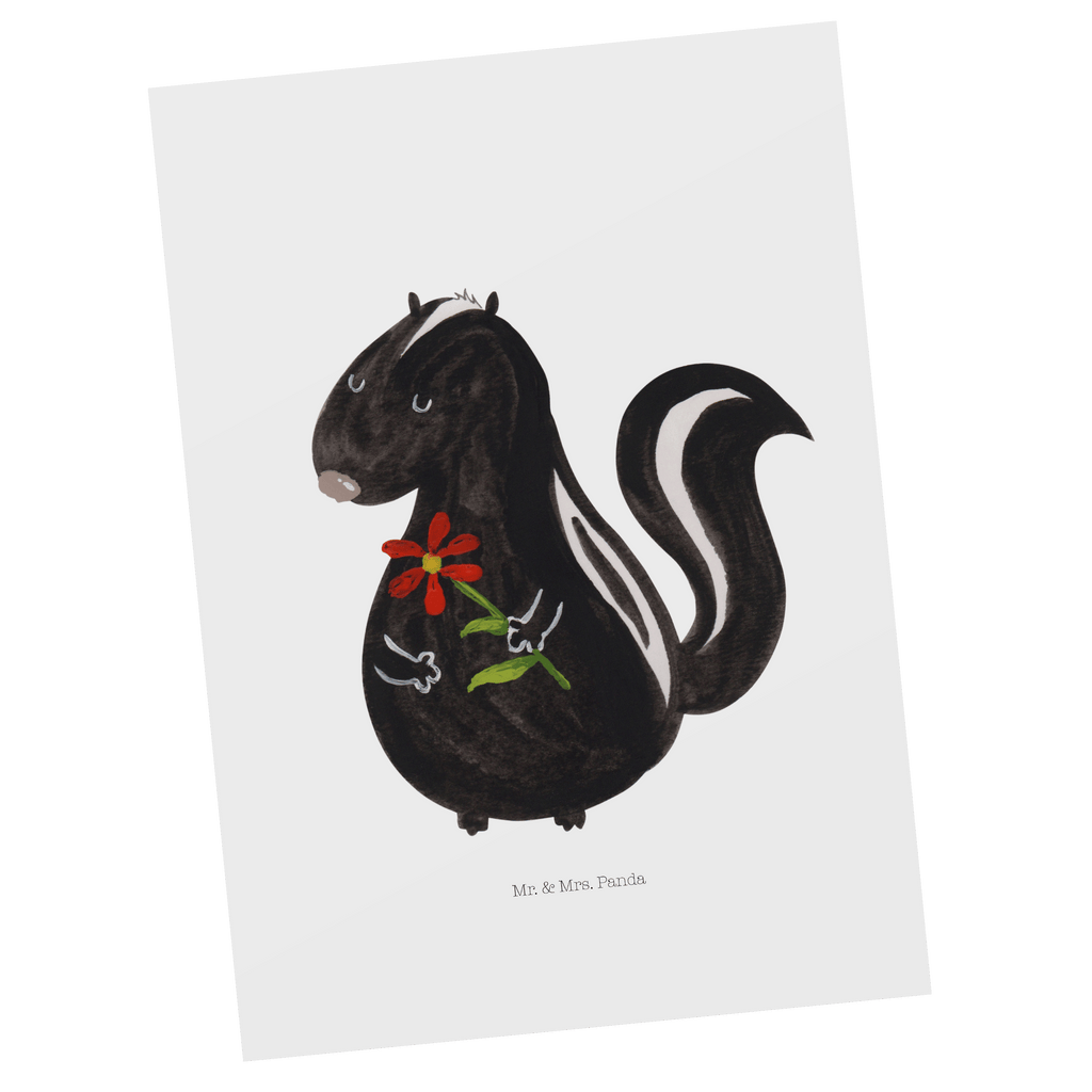 Postkarte Stinktier Blume Geschenkkarte, Grußkarte, Karte, Einladung, Ansichtskarte, Geburtstagskarte, Einladungskarte, Dankeskarte, Stinktier, Skunk, Wildtier, Raubtier, Stinker, Stinki, Tagträumer, verträumt, Dreams, Träume