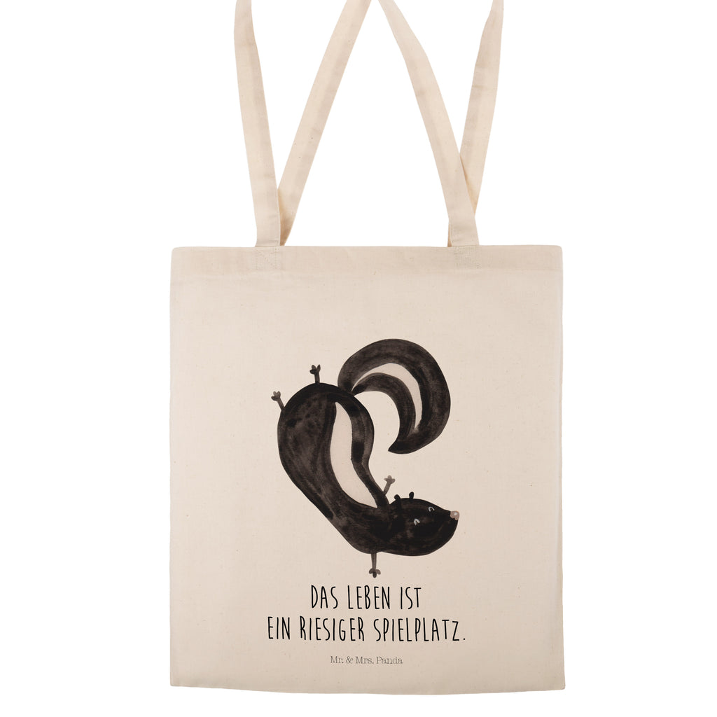 Tragetasche Stinktier Handstand Beuteltasche, Beutel, Einkaufstasche, Jutebeutel, Stoffbeutel, Stinktier, Skunk, Wildtier, Raubtier, Stinker, Stinki, Spielplatz, verpielt, Kind