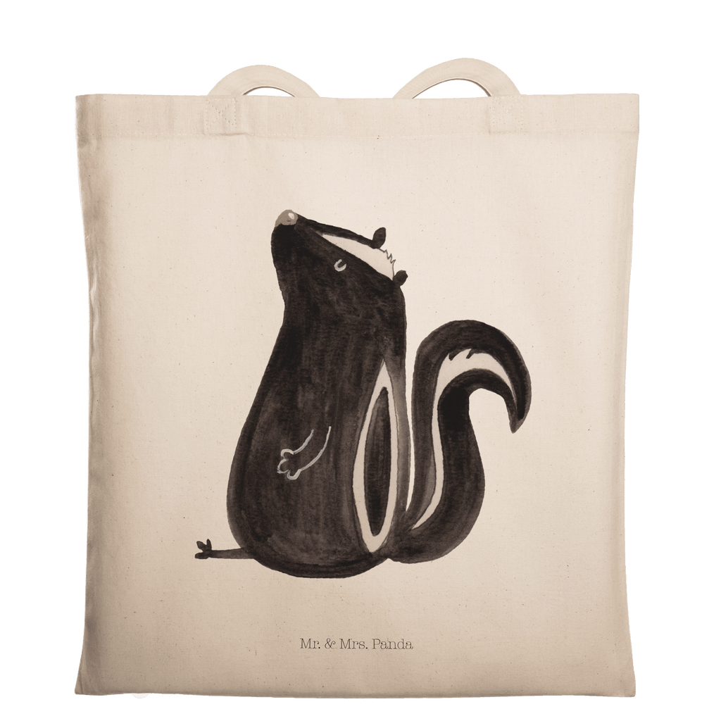 Tragetasche Stinktier sitzend Beuteltasche, Beutel, Einkaufstasche, Jutebeutel, Stoffbeutel, Stinktier, Skunk, Wildtier, Raubtier, Stinker, Stinki, Spruch, Büro, Recht, Besserwisser