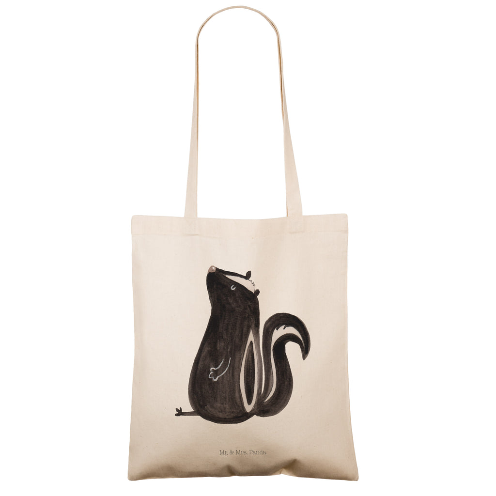 Tragetasche Stinktier sitzend Beuteltasche, Beutel, Einkaufstasche, Jutebeutel, Stoffbeutel, Stinktier, Skunk, Wildtier, Raubtier, Stinker, Stinki, Spruch, Büro, Recht, Besserwisser