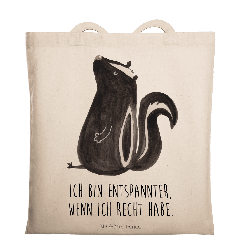 Tragetasche Stinktier sitzend Beuteltasche, Beutel, Einkaufstasche, Jutebeutel, Stoffbeutel, Stinktier, Skunk, Wildtier, Raubtier, Stinker, Stinki, Spruch, Büro, Recht, Besserwisser