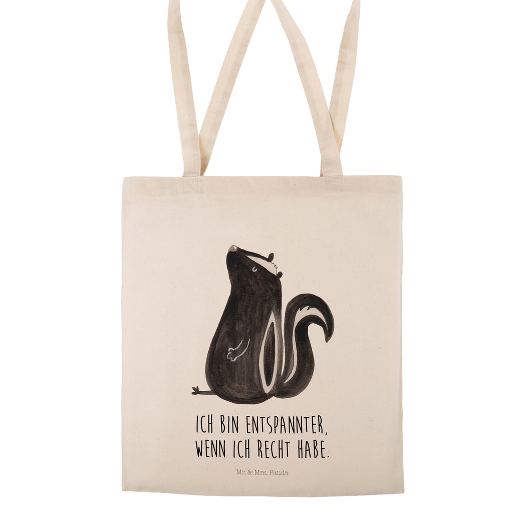 Tragetasche Stinktier sitzend Beuteltasche, Beutel, Einkaufstasche, Jutebeutel, Stoffbeutel, Stinktier, Skunk, Wildtier, Raubtier, Stinker, Stinki, Spruch, Büro, Recht, Besserwisser