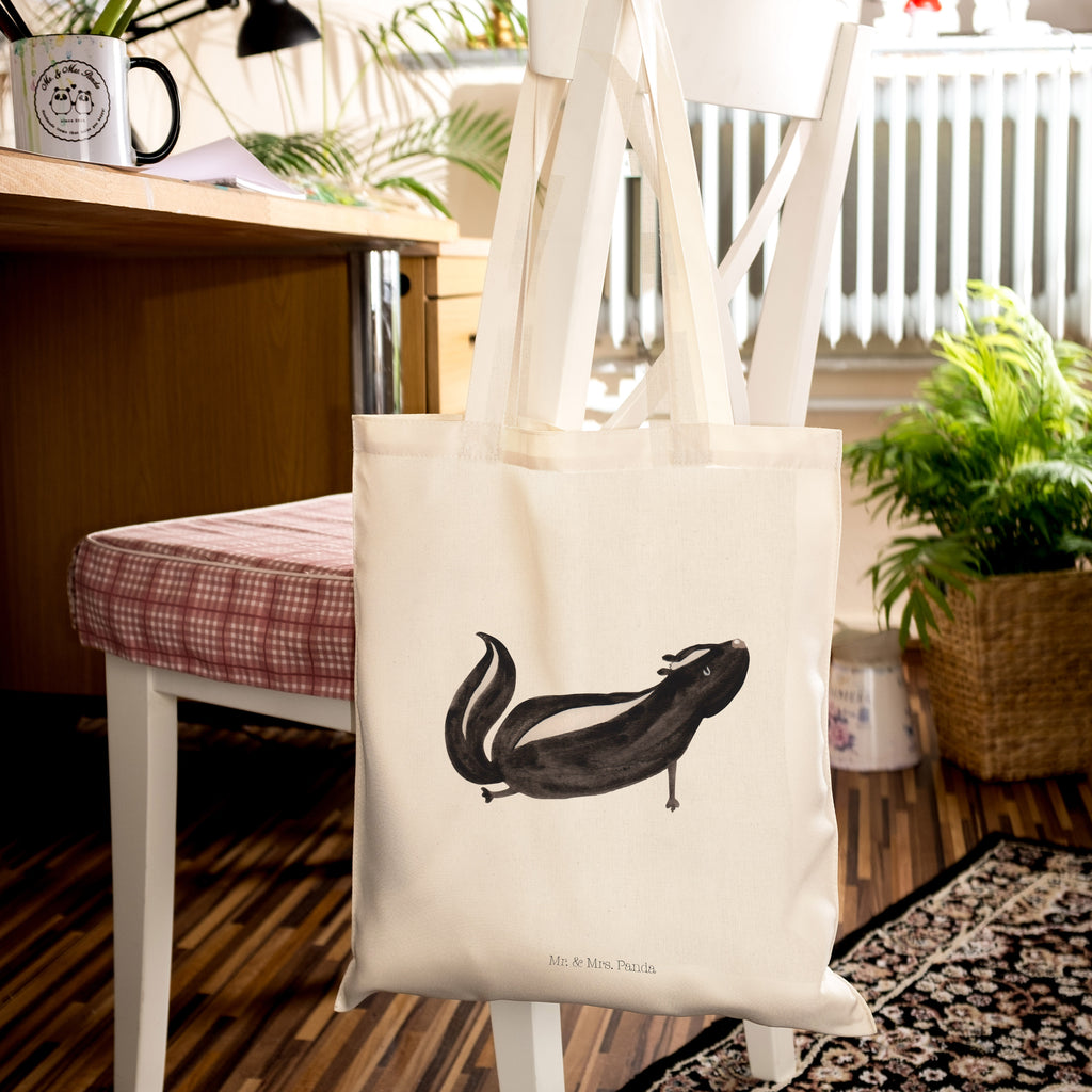 Tragetasche Stinktier Yoga Beuteltasche, Beutel, Einkaufstasche, Jutebeutel, Stoffbeutel, Stinktier, Skunk, Wildtier, Raubtier, Stinker, Stinki, Yoga, Namaste, Lebe, Liebe, Lache
