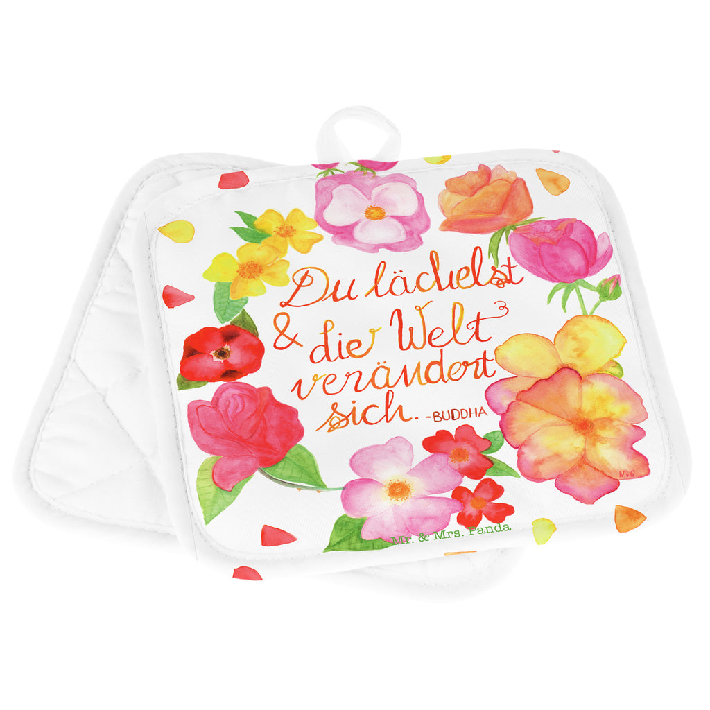 2er Set Topflappen  Du Lächelst Topflappen, Topfuntersetzer, Ofenhandschuh, Topflappen Set, Topflappen lustig, Topflappen mit Spruch, Blumen Deko, Frühlings Deko, Sommer Deko, Dekoration, positive Botschaft, Naturliebhaber, Outdoor, Natur, Abenteuer, Lächele, Welt verändert sich, Zitat Buddha, Lachen Spruch, glücklich sein, Zitat schön, Geschenk Freundin, Spruch positiv