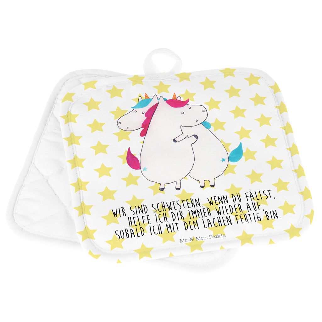 2er Set Topflappen  Einhörner Umarmen Topflappen, Topfuntersetzer, Ofenhandschuh, Topflappen Set, Topflappen lustig, Topflappen mit Spruch, Einhorn, Einhörner, Einhorn Deko, Pegasus, Unicorn, Freundinnen, Freundin, BFF, Schwester, Schwestern, Familie, Geschwister, Sister, Liebe