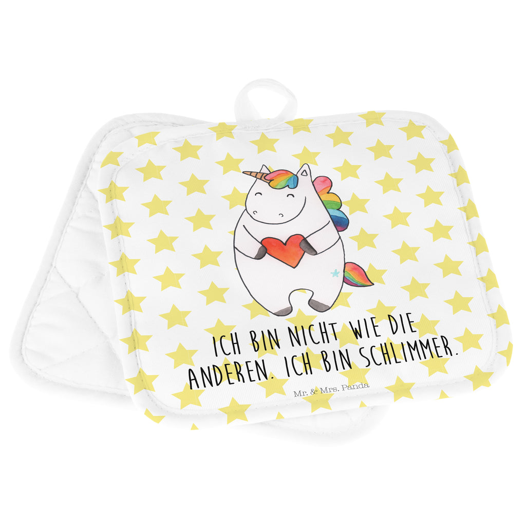 2er Set Topflappen  Einhorn Herz Topflappen, Topfuntersetzer, Ofenhandschuh, Topflappen Set, Topflappen lustig, Topflappen mit Spruch, Einhorn, Einhörner, Einhorn Deko, Pegasus, Unicorn, Herz, schlimm, böse, witzig, lustig, Freundin, anders, bunt