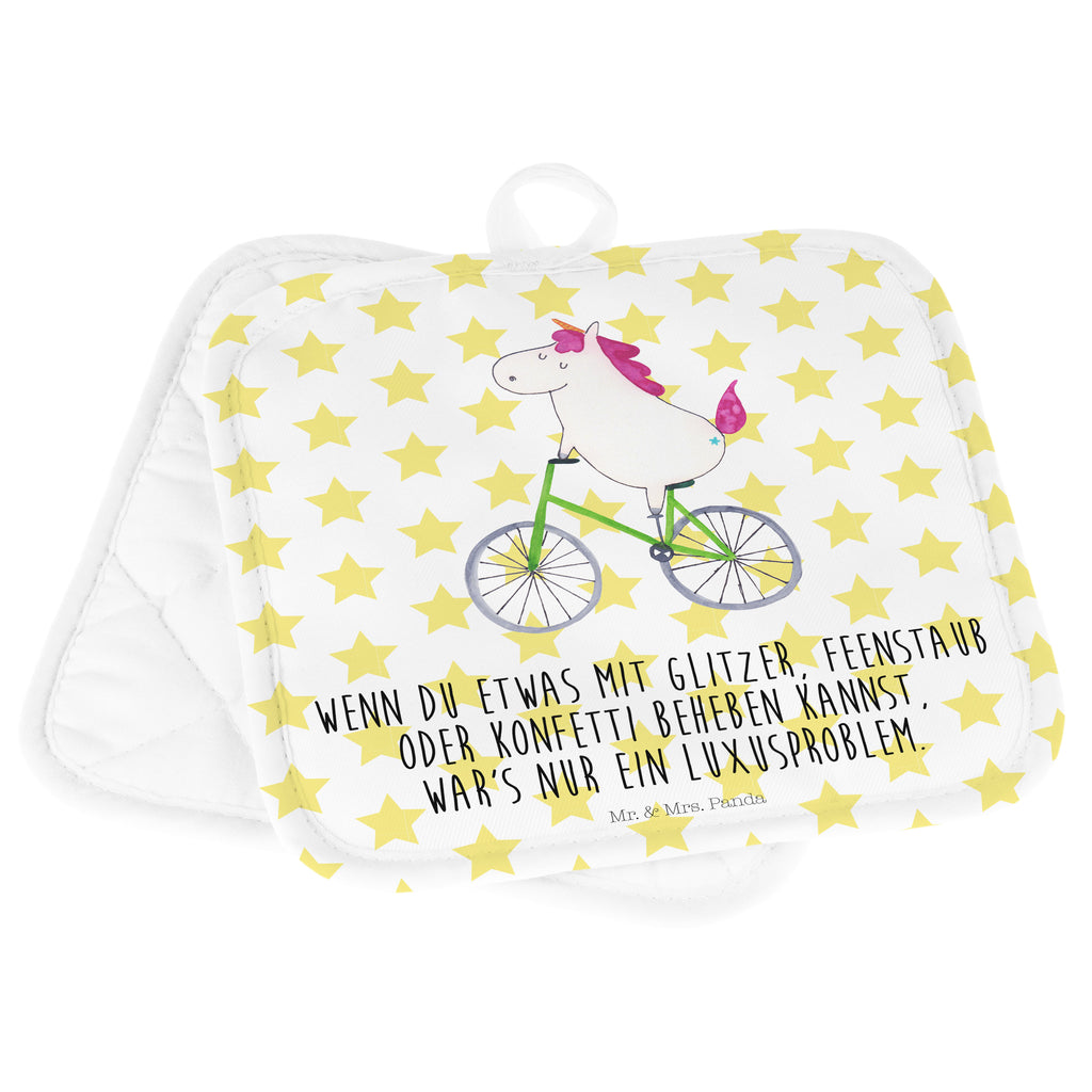 2er Set Topflappen  Einhorn Radfahrer Topflappen, Topfuntersetzer, Ofenhandschuh, Topflappen Set, Topflappen lustig, Topflappen mit Spruch, Einhorn, Einhörner, Einhorn Deko, Pegasus, Unicorn, Radfahren, Radfahrer, Rad, Bike, Feenstaub, Konfetti, Luxusproblem, Kummer, Liebeskummer