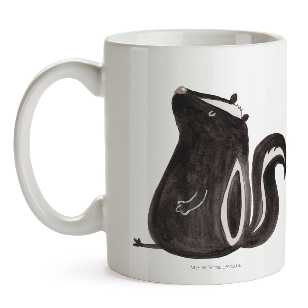 Tasse Stinktier sitzend Stinktier, Skunk, Wildtier, Raubtier, Stinker, Stinki, Spruch, Büro, Recht, Besserwisser, Becher, Kaffeetasse, Kaffeebecher, Tee, Frühstück, Büro  Stinktier, Skunk