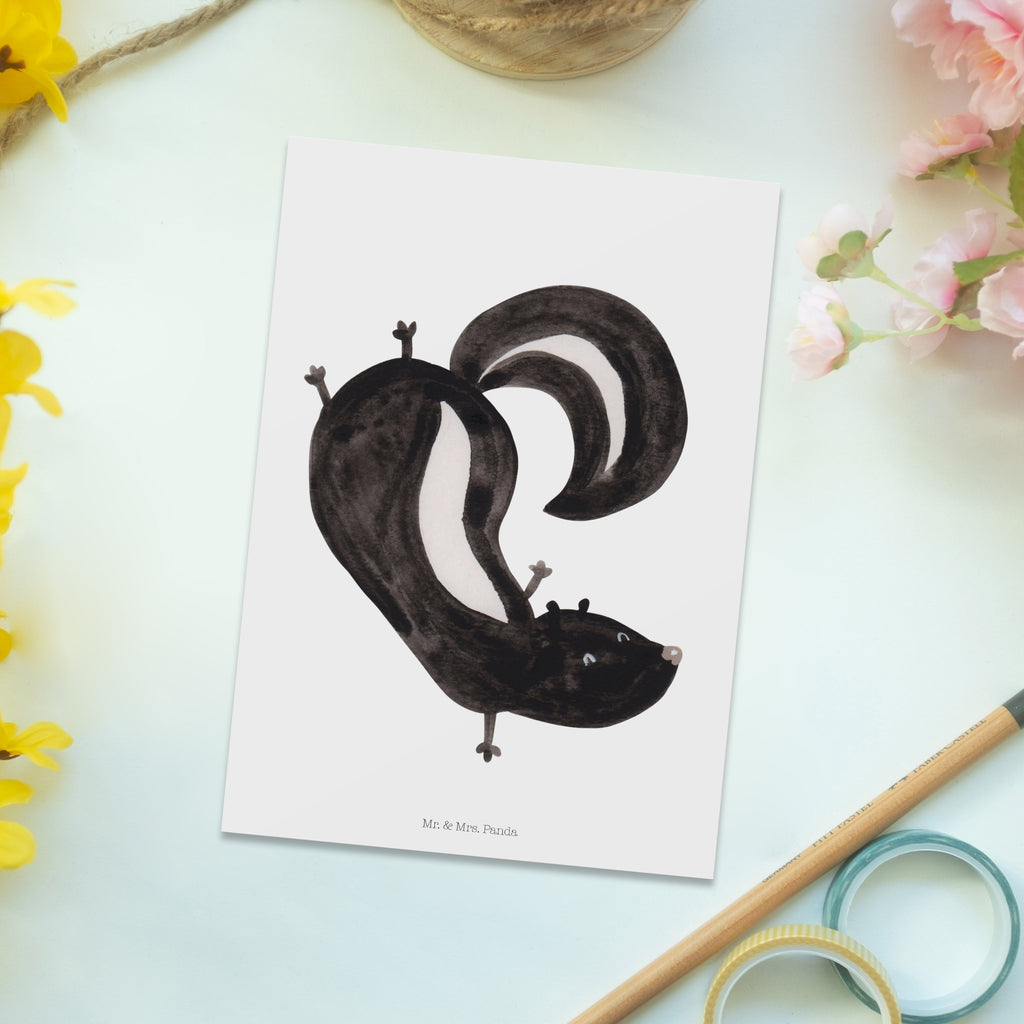 Postkarte Stinktier Handstand Geschenkkarte, Grußkarte, Karte, Einladung, Ansichtskarte, Geburtstagskarte, Einladungskarte, Dankeskarte, Stinktier, Skunk, Wildtier, Raubtier, Stinker, Stinki, Spielplatz, verpielt, Kind