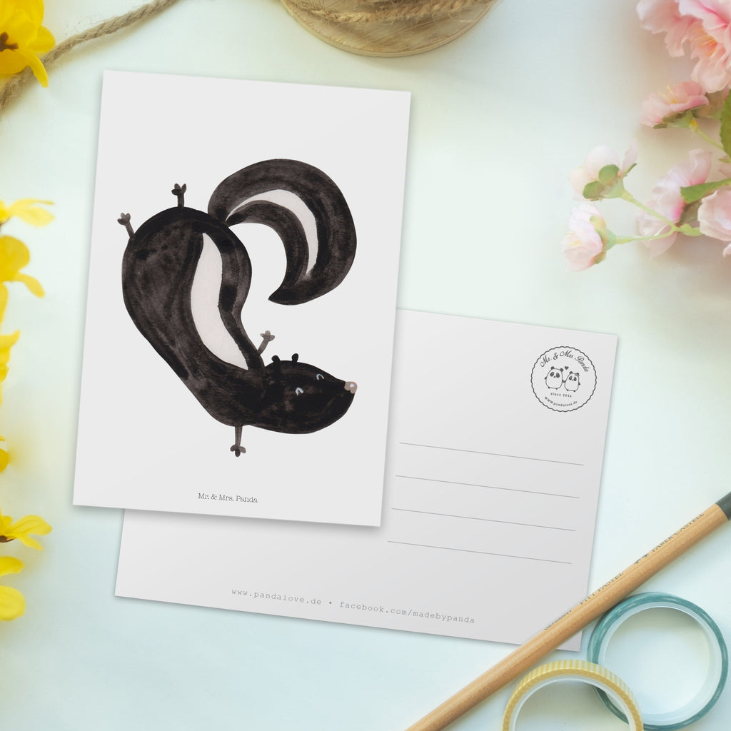 Postkarte Stinktier Handstand Geschenkkarte, Grußkarte, Karte, Einladung, Ansichtskarte, Geburtstagskarte, Einladungskarte, Dankeskarte, Stinktier, Skunk, Wildtier, Raubtier, Stinker, Stinki, Spielplatz, verpielt, Kind