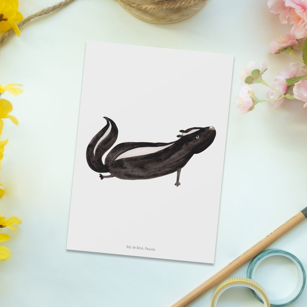 Postkarte Stinktier Yoga Geschenkkarte, Grußkarte, Karte, Einladung, Ansichtskarte, Geburtstagskarte, Einladungskarte, Stinktier, Skunk, Wildtier, Raubtier, Stinker, Stinki, Yoga, Namaste, Lebe, Liebe, Lache