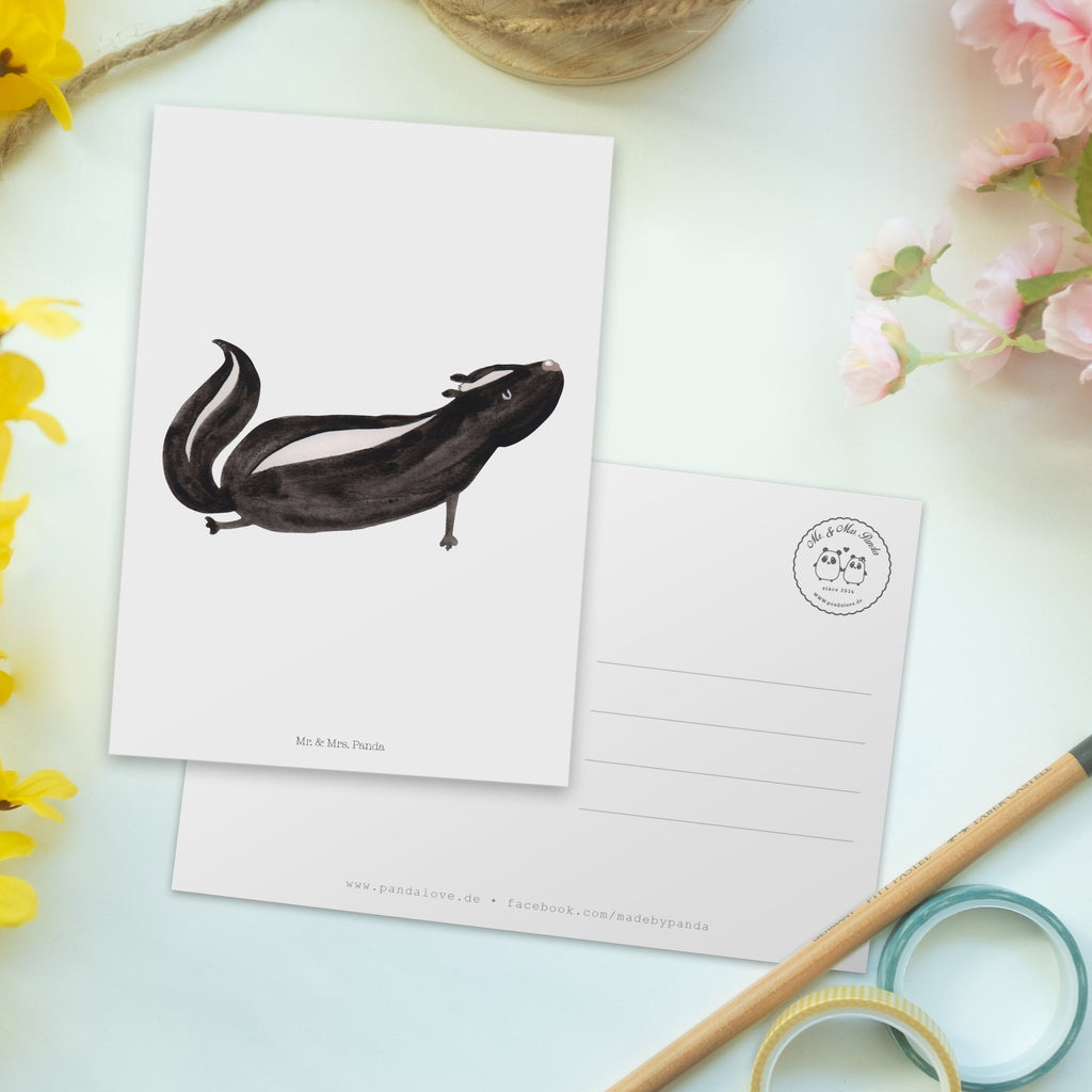 Postkarte Stinktier Yoga Geschenkkarte, Grußkarte, Karte, Einladung, Ansichtskarte, Geburtstagskarte, Einladungskarte, Stinktier, Skunk, Wildtier, Raubtier, Stinker, Stinki, Yoga, Namaste, Lebe, Liebe, Lache