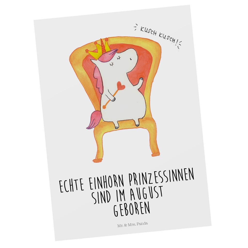 Postkarte Einhorn Prinzessin August Geschenkkarte, Grußkarte, Karte, Einladung, Ansichtskarte, Geburtstagskarte, Einladungskarte, Einhorn, Einhörner, Einhorn Deko, Pegasus, Unicorn, Geburtstag, Prinzessin, Geburtstagsgeschenk, Geschenk, Monat