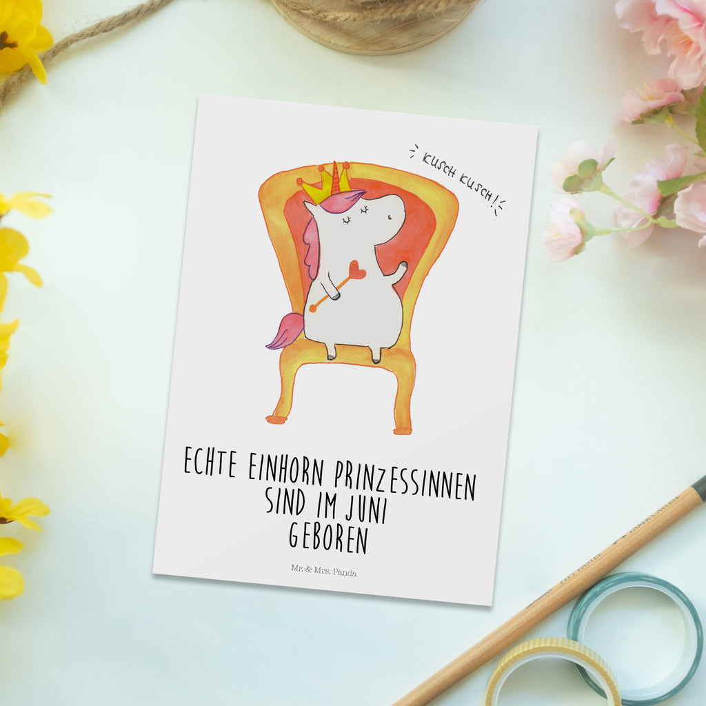 Postkarte Einhorn Prinzessin Juni Geschenkkarte, Grußkarte, Karte, Einladung, Ansichtskarte, Geburtstagskarte, Einladungskarte, Dankeskarte, Einhorn, Einhörner, Einhorn Deko, Pegasus, Unicorn, Geburtstag, Prinzessin, Geburtstagsgeschenk, Geschenk, Monat