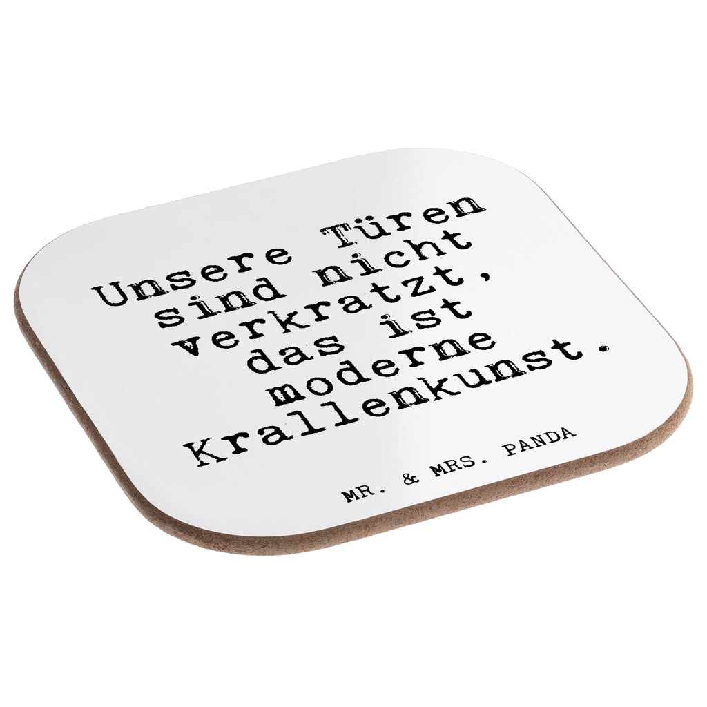 Quadratische Untersetzer Fun Talk Unsere Türen sind nicht verkratzt, das ist moderne Krallenkunst. Bierdeckel, Glasuntersetzer, Untersetzer Gläser, Getränkeuntersetzer, Spruch, Sprüche, lustig, Weisheiten, Zitate, Glizer Spruch Sprüche Weisheiten Zitate Lustig Weisheit Worte