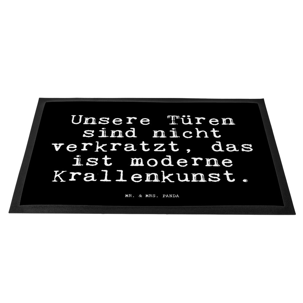 Fußmatte Fun Talk Unsere Türen sind nicht verkratzt, das ist moderne Krallenkunst. Türvorleger, Schmutzmatte, Fußabtreter, Matte, Schmutzfänger, Fußabstreifer, Schmutzfangmatte, Türmatte, Motivfußmatte, Haustürmatte, Vorleger, Spruch, Sprüche, lustig, Weisheiten, Zitate, Glizer Spruch Sprüche Weisheiten Zitate Lustig Weisheit Worte
