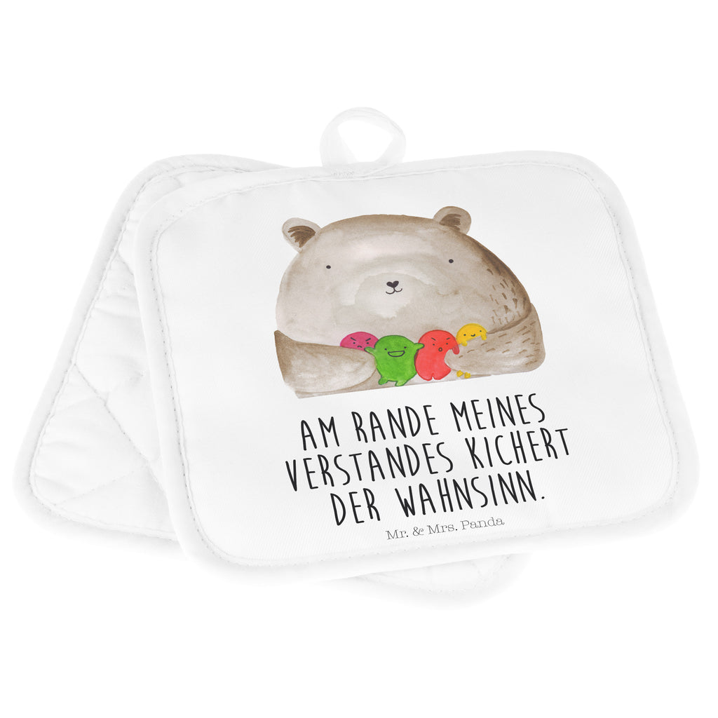 2er Set Topflappen  Bär Gefühl Topflappen, Topfuntersetzer, Ofenhandschuh, Topflappen Set, Topflappen lustig, Topflappen mit Spruch, Bär, Teddy, Teddybär, Wahnsinn, Verrückt, Durchgedreht