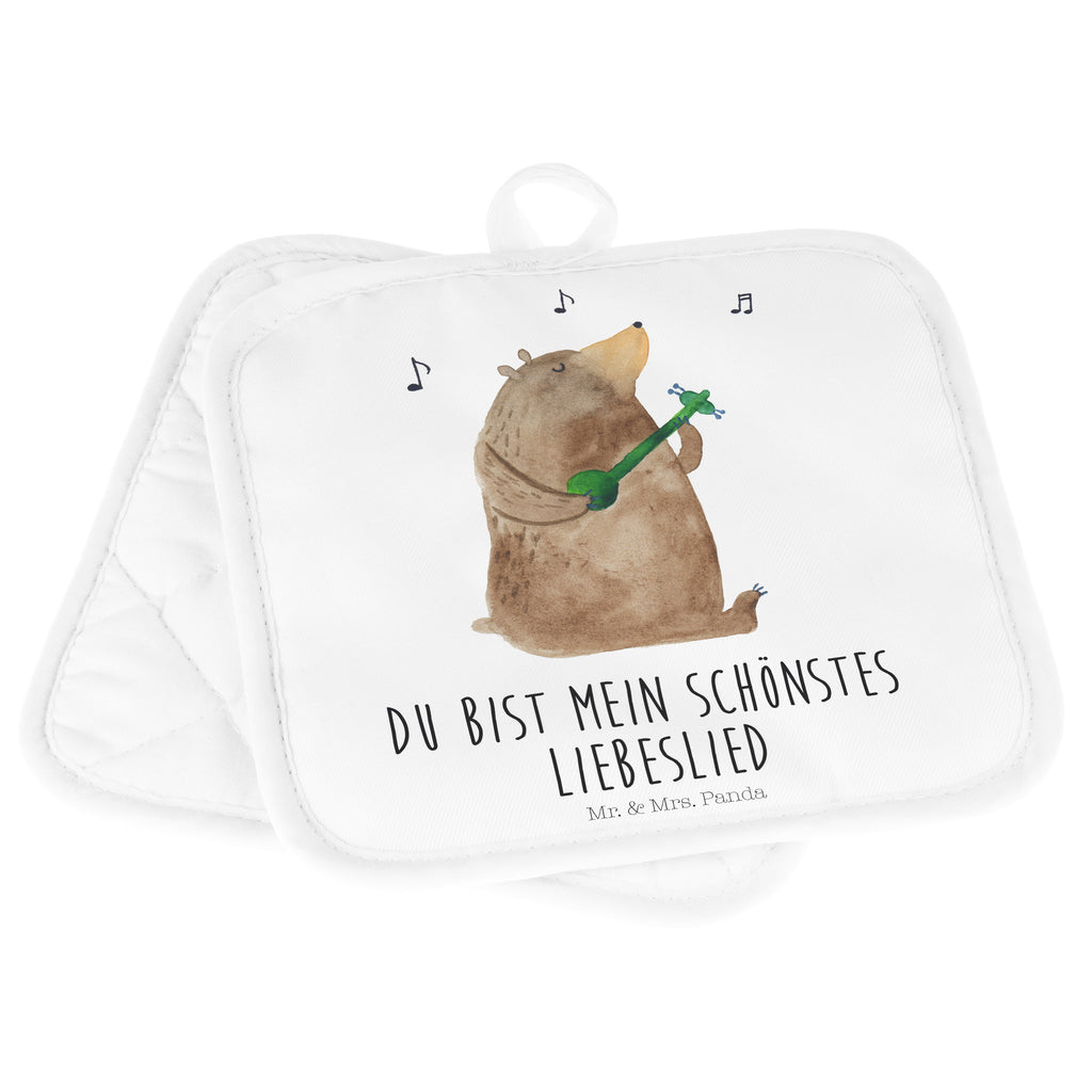 2er Set Topflappen  Bär Lied Topflappen, Topfuntersetzer, Ofenhandschuh, Topflappen Set, Topflappen lustig, Topflappen mit Spruch, Bär, Teddy, Teddybär, Bärchen, Bear, Liebeslied, Lied, Song, Valentinstag, Valentine, Geschenk, Partner, Liebe, Freundin, Frau, Herz, Spruch