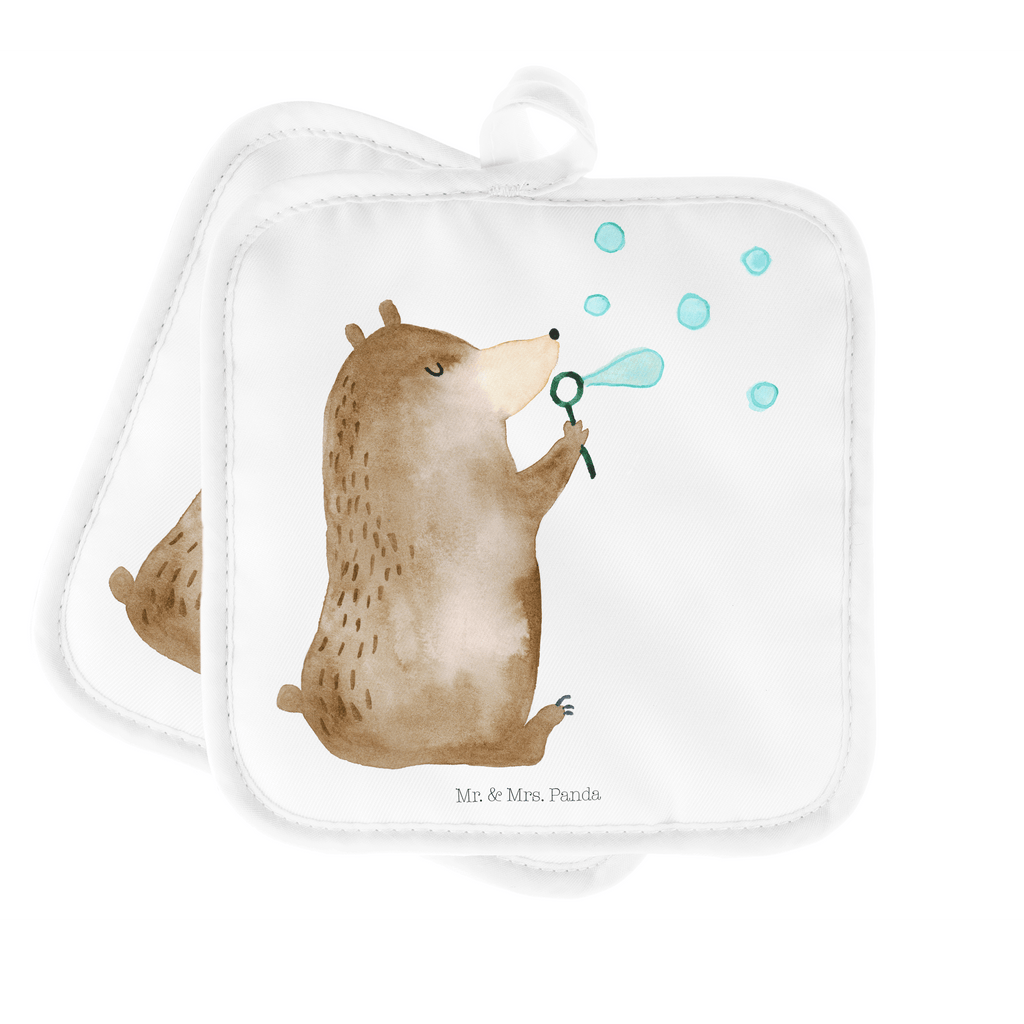 2er Set Topflappen  Bär Seifenblasen Topflappen, Topfuntersetzer, Ofenhandschuh, Topflappen Set, Topflappen lustig, Topflappen mit Spruch, Bär, Teddy, Teddybär, Seifenblasen Bär Lustig Sein Glücklich Traurig Happy