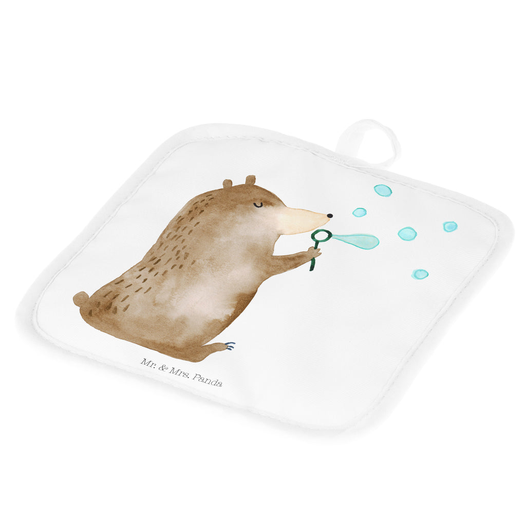2er Set Topflappen  Bär Seifenblasen Topflappen, Topfuntersetzer, Ofenhandschuh, Topflappen Set, Topflappen lustig, Topflappen mit Spruch, Bär, Teddy, Teddybär, Seifenblasen Bär Lustig Sein Glücklich Traurig Happy