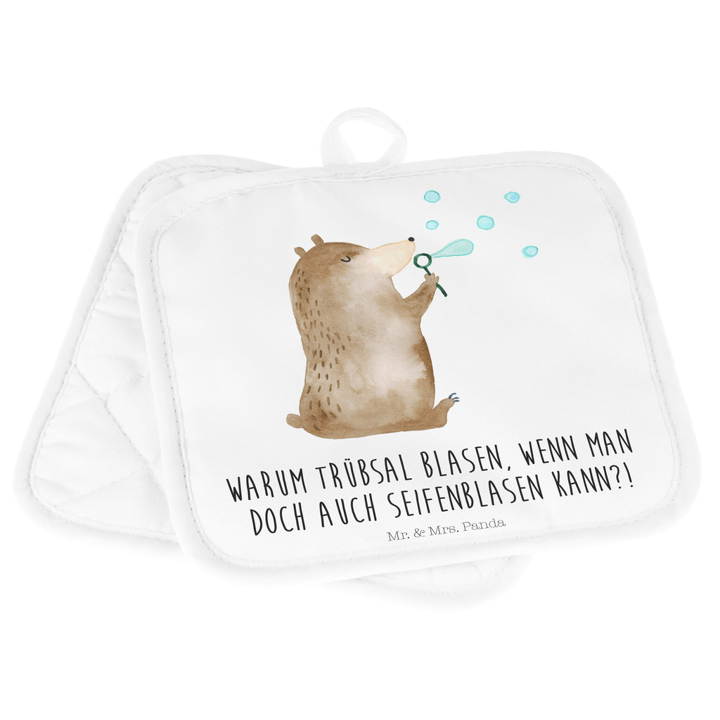 2er Set Topflappen  Bär Seifenblasen Topflappen, Topfuntersetzer, Ofenhandschuh, Topflappen Set, Topflappen lustig, Topflappen mit Spruch, Bär, Teddy, Teddybär, Seifenblasen Bär Lustig Sein Glücklich Traurig Happy