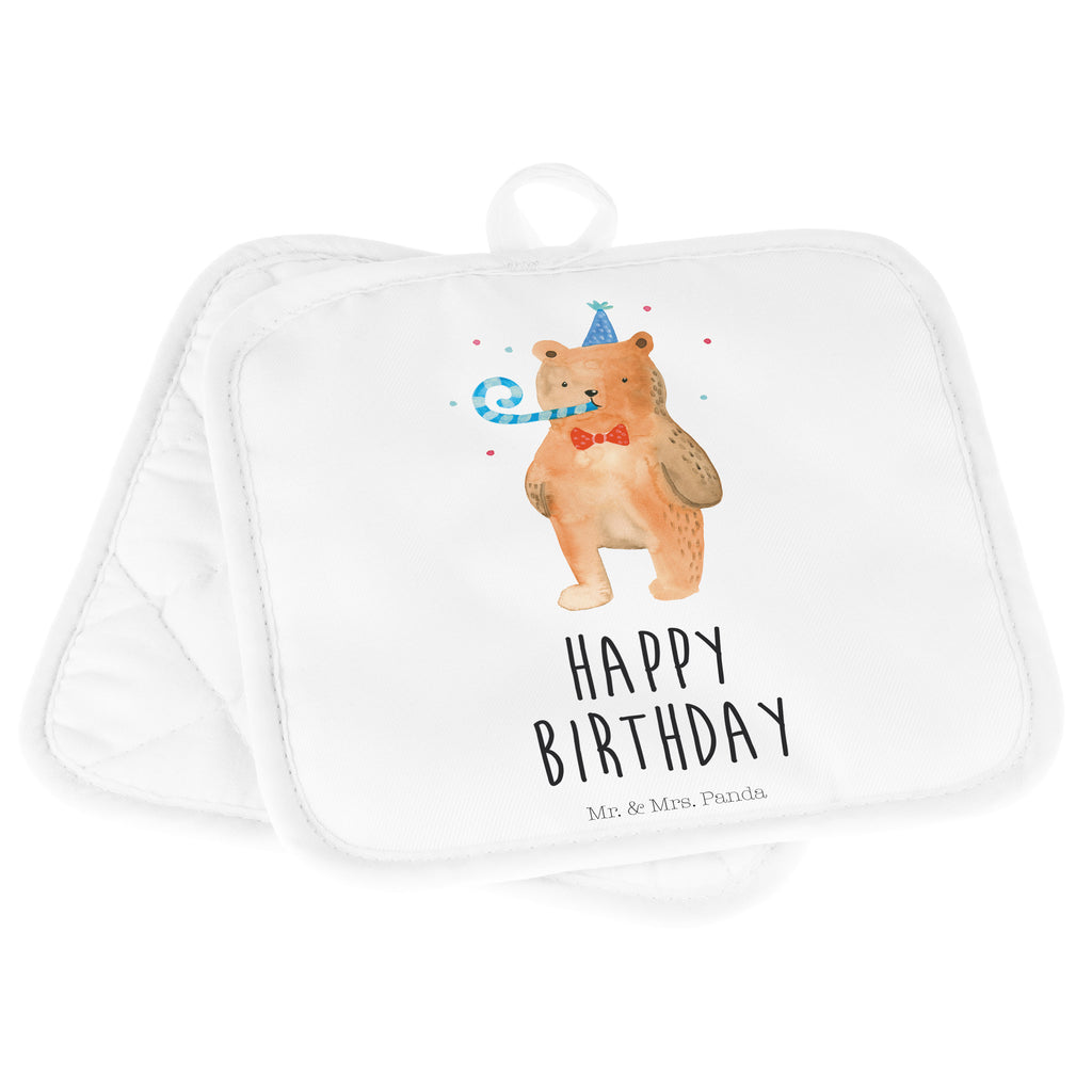 2er Set Topflappen  Birthday Bär Topflappen, Topfuntersetzer, Ofenhandschuh, Topflappen Set, Topflappen lustig, Topflappen mit Spruch, Bär, Teddy, Teddybär, Happy Birthday, Alles Gute, Glückwunsch, Geburtstag