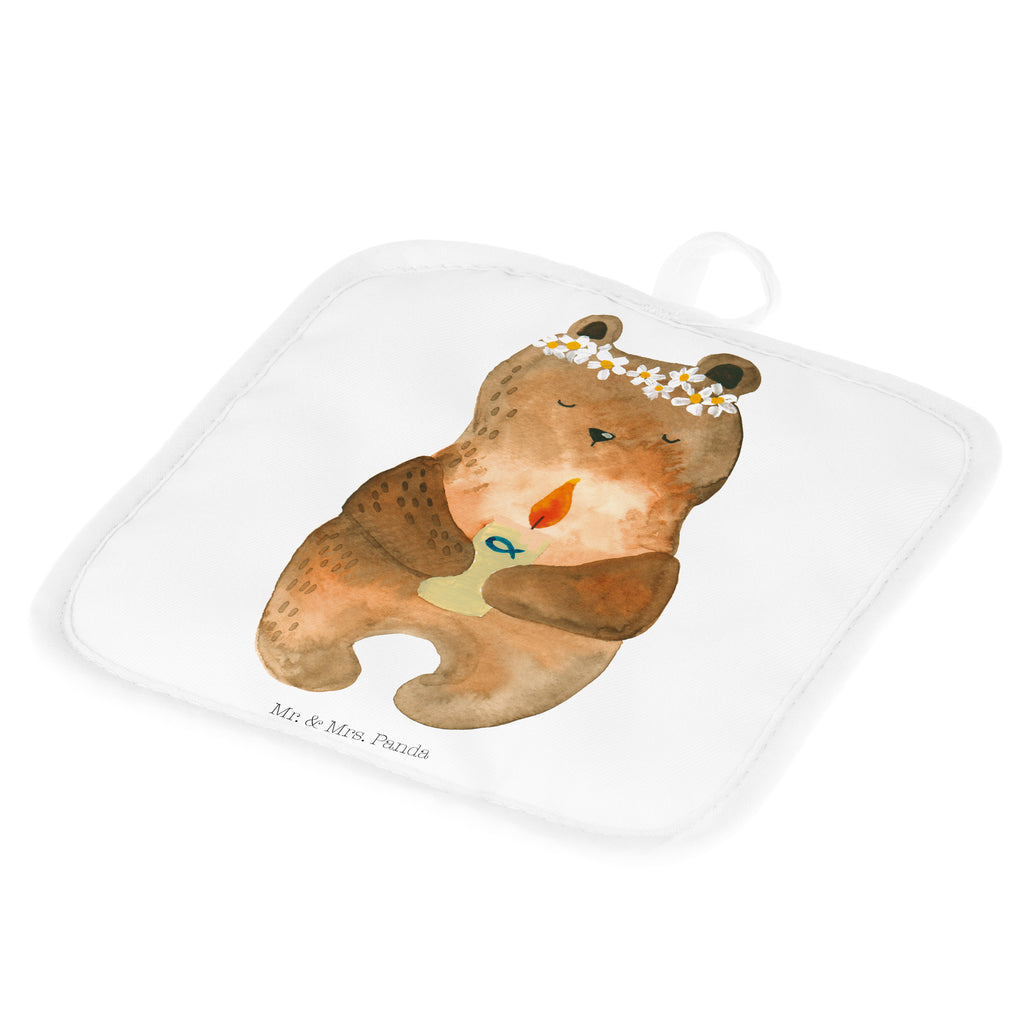 2er Set Topflappen  Kommunion-Bär Topflappen, Topfuntersetzer, Ofenhandschuh, Topflappen Set, Topflappen lustig, Topflappen mit Spruch, Bär, Teddy, Teddybär, Kommunion, Gottes Segen, Taufkerze, katholisch