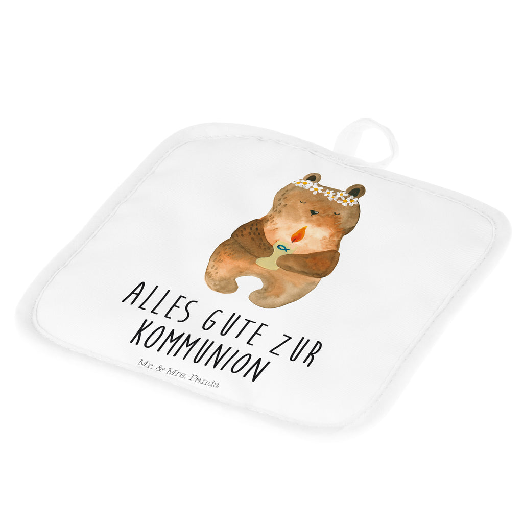 2er Set Topflappen  Kommunion-Bär Topflappen, Topfuntersetzer, Ofenhandschuh, Topflappen Set, Topflappen lustig, Topflappen mit Spruch, Bär, Teddy, Teddybär, Kommunion, Gottes Segen, Taufkerze, katholisch