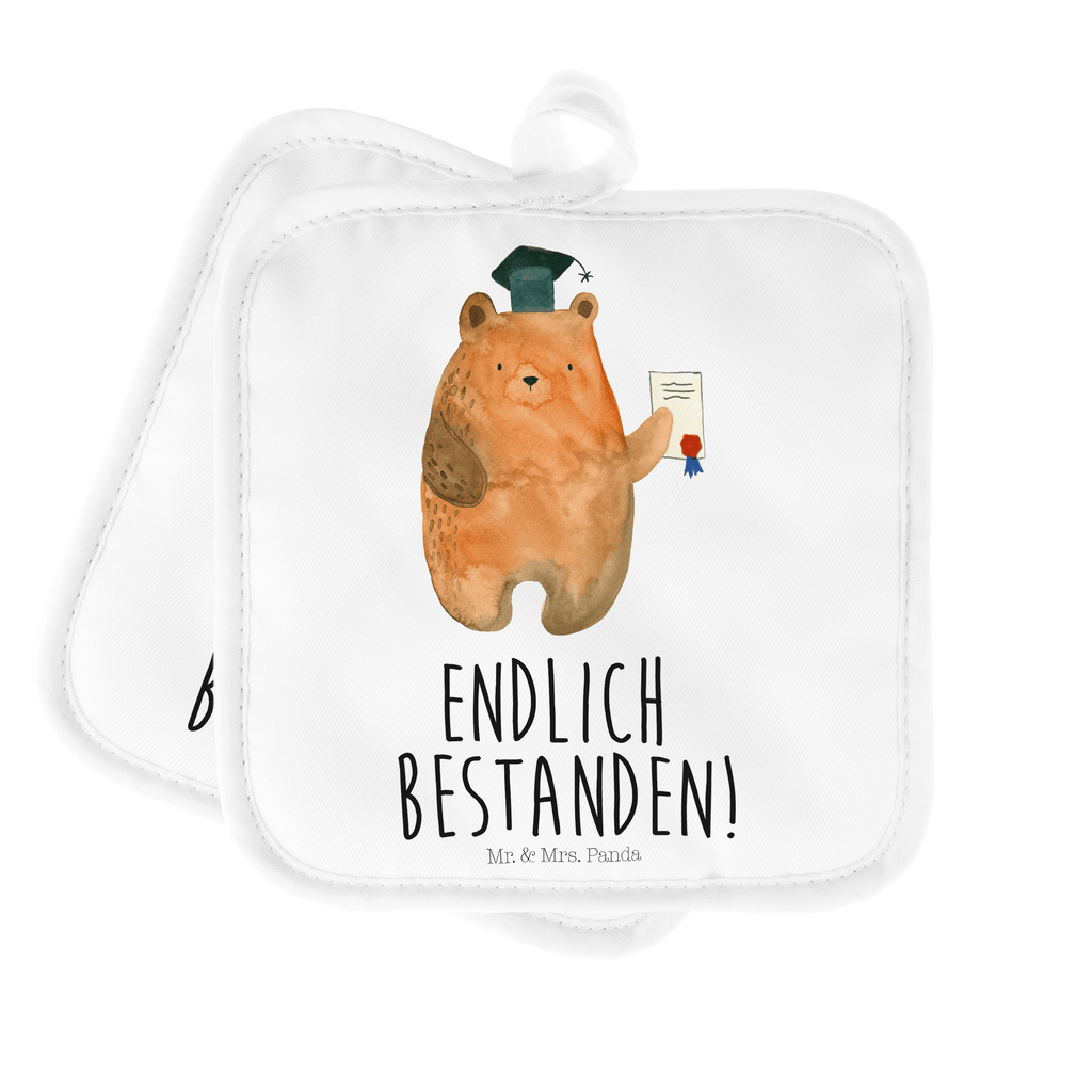 2er Set Topflappen  Prüfungsbär Topflappen, Topfuntersetzer, Ofenhandschuh, Topflappen Set, Topflappen lustig, Topflappen mit Spruch, Bär, Teddy, Teddybär, Abitur, Prüfungen, Prüfung bestanden, Abschluss, Zeugnis, Abschlusszeugnis