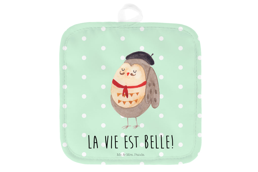 2er Set Topflappen  Eule Französisch Topflappen, Topfuntersetzer, Ofenhandschuh, Topflappen Set, Topflappen lustig, Topflappen mit Spruch, Eule, Eulen, Eule Deko, Owl, hibou, La vie est belle, das Leben ist schön, Spruch schön, Spruch Französisch, Frankreich