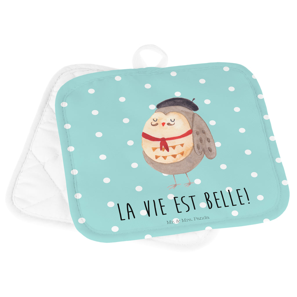 2er Set Topflappen  Eule Französisch Topflappen, Topfuntersetzer, Ofenhandschuh, Topflappen Set, Topflappen lustig, Topflappen mit Spruch, Eule, Eulen, Eule Deko, Owl, hibou, La vie est belle, das Leben ist schön, Spruch schön, Spruch Französisch, Frankreich