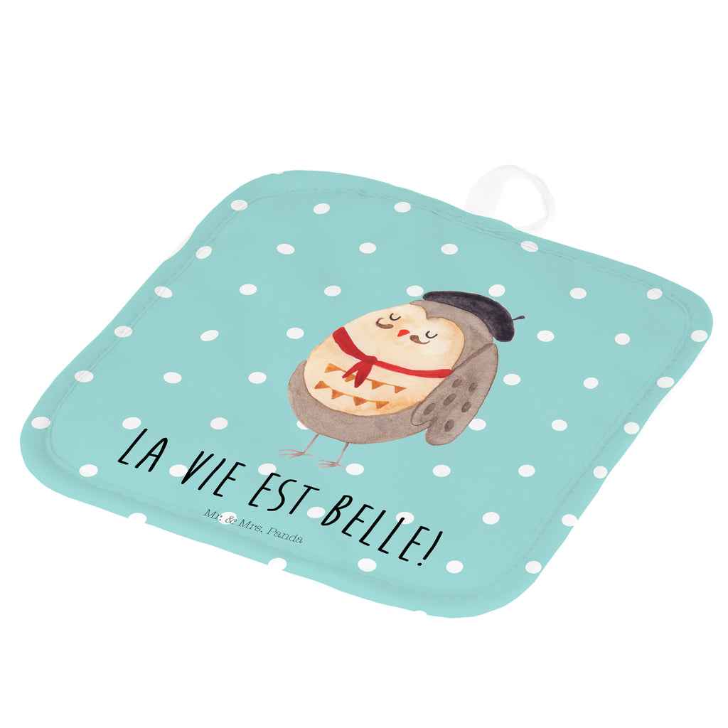2er Set Topflappen  Eule Französisch Topflappen, Topfuntersetzer, Ofenhandschuh, Topflappen Set, Topflappen lustig, Topflappen mit Spruch, Eule, Eulen, Eule Deko, Owl, hibou, La vie est belle, das Leben ist schön, Spruch schön, Spruch Französisch, Frankreich