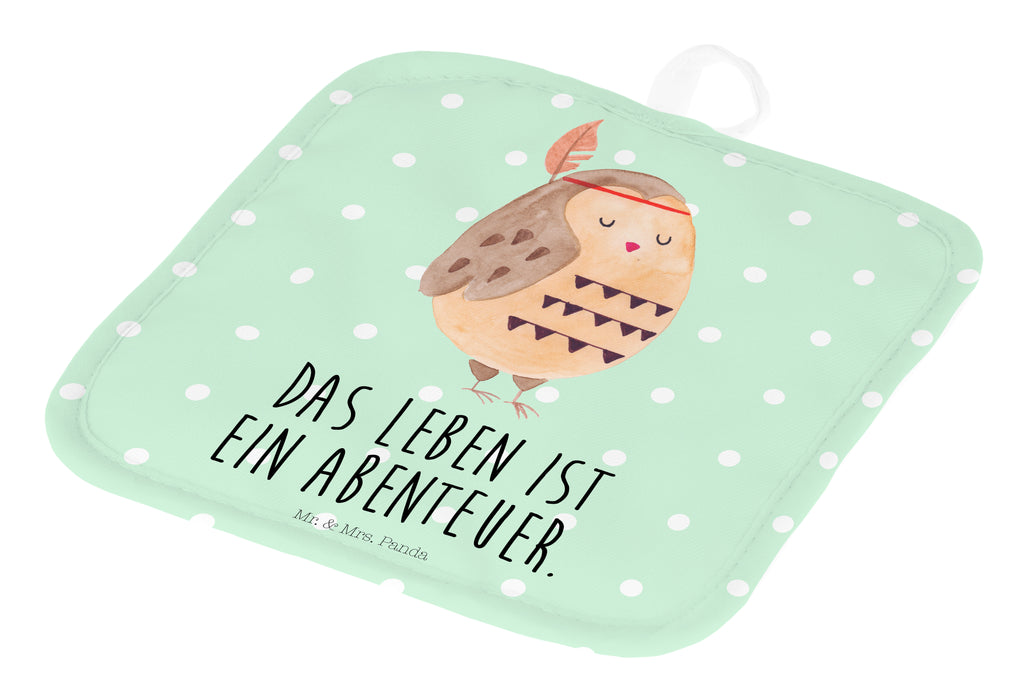 2er Set Topflappen  Eule Federschmuck Topflappen, Topfuntersetzer, Ofenhandschuh, Topflappen Set, Topflappen lustig, Topflappen mit Spruch, Eule, Eule Deko, Owl, Das Leben ist ein Abenteuer, Reisespruch, Federschmuck, Dekoration