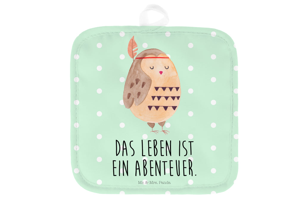 2er Set Topflappen  Eule Federschmuck Topflappen, Topfuntersetzer, Ofenhandschuh, Topflappen Set, Topflappen lustig, Topflappen mit Spruch, Eule, Eule Deko, Owl, Das Leben ist ein Abenteuer, Reisespruch, Federschmuck, Dekoration