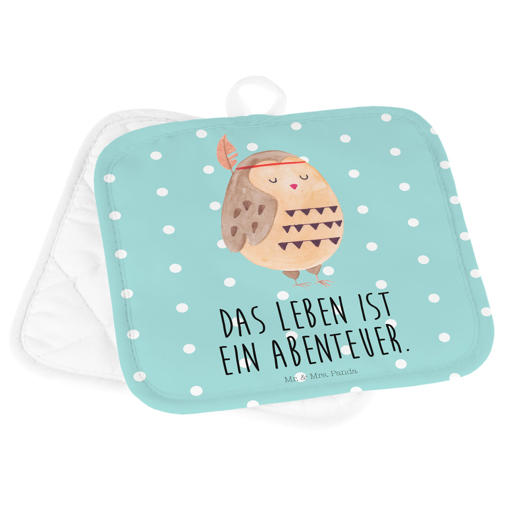 2er Set Topflappen  Eule Federschmuck Topflappen, Topfuntersetzer, Ofenhandschuh, Topflappen Set, Topflappen lustig, Topflappen mit Spruch, Eule, Eule Deko, Owl, Das Leben ist ein Abenteuer, Reisespruch, Federschmuck, Dekoration